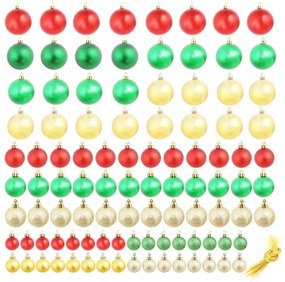 vidaXL Kerstballen 100 st rood/goudkleurig/groen