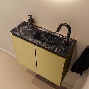 Mondiaz Ture DLux toiletmeubel 60cm oro met wastafel lava rechts met kraangat