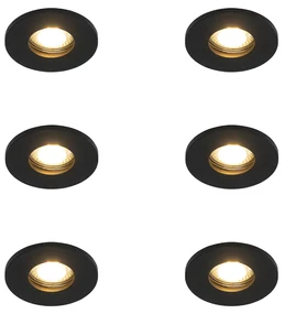 Set van 6 Moderne badkamer inbouwspot zwart - Shed GU10 IP54 Lamp
