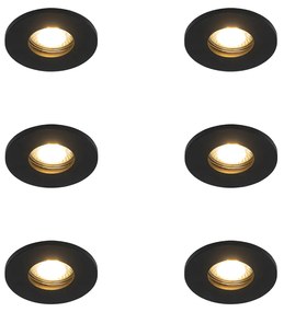 Set van 6 Moderne badkamer inbouwspot zwart - Shed