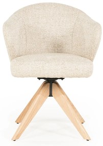 Eleonora Connor Natural Eetkamerstoel Met Eiken Poten Draaibaar Beige