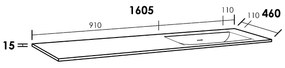 Sanituba Furiosa Mat Rechts wastafel fine stone zonder kraangaten 160cm