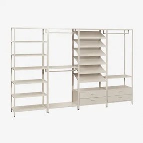 Janine 4-delige Open Modulaire Kledingkast Met Stalen Planken Tapioca Beige - Sklum