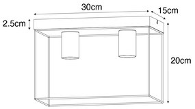 Minimalistische plafondlamp zwart met goud 2-lichts - Kodi Modern E27 Binnenverlichting Lamp