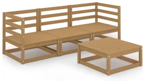 vidaXL 4-delige Loungeset massief grenenhout honingbruin