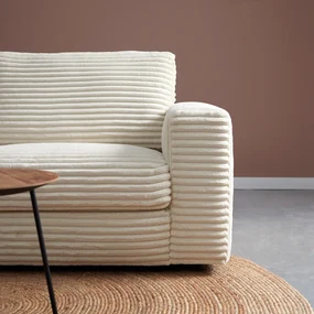 PEPP Interiors Uno Hoekbank Mega Ribstof Creme Links