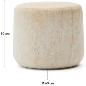Kave Home Drasi Ronde Bijzettafel Cement Travertin 60 Cm - 60 X 60cm.