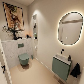 Mondiaz Ture DLux toiletmeubel 40cm army met wastafel opalo links zonder kraangat