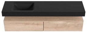 Zaro Alan badmeubel 180cm washed oak 2 lades met vrijhangende wastafel cloud links zonder kraangat urban