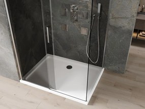 Mexen Omega schuifdouchecabine 100 x 90 cm, grafiet, chroom + Flat douchebak, wit - 825-100-090-01-40-4010