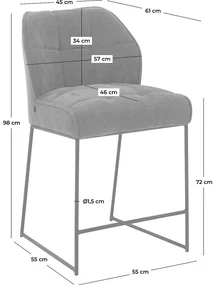 Goossens Barstoel Ronnie, Barstoel, zithoogte 72 cm