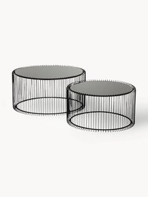 Salontafels Wire met glazen tafelblad, set van 2
