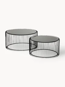 Salontafels Wire met glazen tafelblad, set van 2