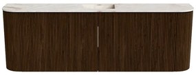 Mondiaz Joya DLux 125cm toiletmeubel ronding links/rechts walnut met wastafel faye midden zonder kraangat frappe
