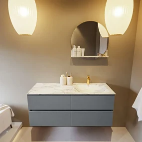 Mondiaz Vica DLux badmeubel 120cm plata 4 lades met wastafel glace rechts 1 kraangat