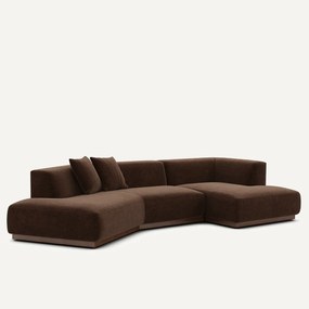 Rechter hoekbank in chenille fluweel, Jacopo