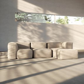 Soft Zitzak Indoor 3 Seater + Pouf - Corduroy Beige