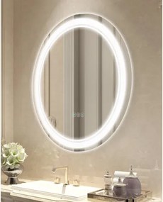 VEVOR LED badkamerspiegel, ronde make-upspiegel (60 cm) met voor- en achterverlichting, anti-condensspiegel met geheugenfunctie, traploos dimbare badkamerspiegel met 3 kleurtemperaturen, wandmontage
