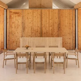 Rechthoekige Tafelset 240x100 Cm In Chelsea Cement En 8 Saira Acaciahouten Tuinstoelen Met Armleuningen Tapioca Beige - Sklum