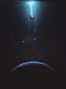 Ilustratie Falling, spacerocket art, (30 x 40 cm)
