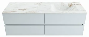 Mondiaz Vica DLux badmeubel 150cm clay 4 lades met wastafel frappe rechts 1 kraangat