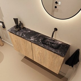 Mondiaz Ture DLux toiletmeubel 100cm washed oak met wastafel lava rechts zonder kraangat