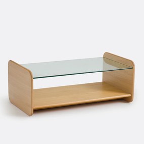 Salontafel met eikenfineer en gehard glas, Ericson