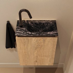 Mondiaz Ture DLux toiletmeubel 40cm washed oak met wastafel lava rechts met kraangat