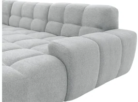 Goossens Excellent Bank Kubus - 40 X 40 Cm Stiksel lichtgrijs, stof, 1,5-zits, modern design met chaise longue rechts