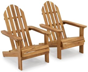 Set van twee Parli Garden Point houten ligstoelen