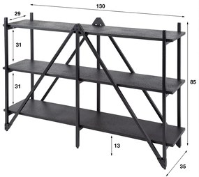 Open Kast Industrieel Met Planken - 130x35x85cm.