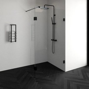 BRAUER Create Inloopdouche - 110x200cm - profielloos - 40cm - draaibare zijwand - antikalk - 8mm veiligheidsglas - antraciet mat 4JC3-110/40a