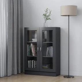 vidaXL Vitrinekast 82,5x30,5x115 cm spaanplaat grijs