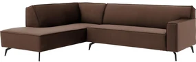 Goossens Basic Hoekbank Edolo bruin, stof, urban industrieel met ligelement links