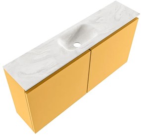 Mondiaz Ture DLux toiletmeubel 100cm ocher met wastafel ostra midden zonder kraangat