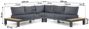 Loungeset 5 personen Aluminium/Teak Grijs Lifestyle Garden Furniture Vittoria