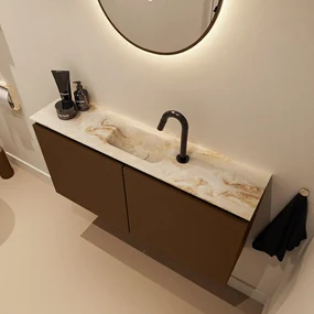 Mondiaz Ture DLux toiletmeubel 100cm rust met wastafel frappe midden met kraangat