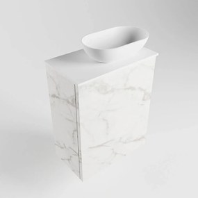 Mondiaz Fowy toiletmeubel 40cm Carrara met witte waskom rechts en kraangat