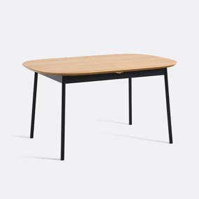 Uittrekbare tafel, eikenfineer, 2 ingebouwde verlengstukken, 4 tot 8 personen, AMORINO