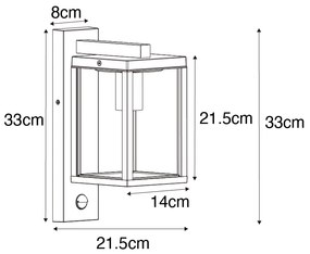 Buiten wandlantaarn zwart met bewegingssensor IP44 - Charlois Industriele / Industrie / Industrial E27 IP44 Buitenverlichting
