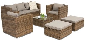 Roma Coffee 5 + 2 Tuinpunt bruin technorattan tuinmeubelen