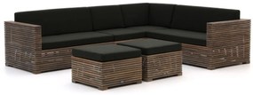 Hoek loungeset ROUGH  | 6 personen | Loungeset Grijs/Old Teak Greywash | Hoekbank Teakhout | 60x40cm | Kees Smit Tuinmeubelen