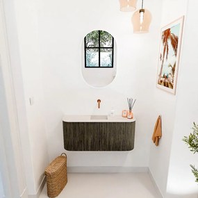 Mondiaz Joya DLux 95cm toiletmeubel ronding links/rechts shadow met wastafel faye midden zonder kraangat meli