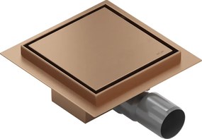 Mexen Flat-Q M13 vierkante vloerafvoer 12 x 12 cm, geborsteld koper - 1C10012