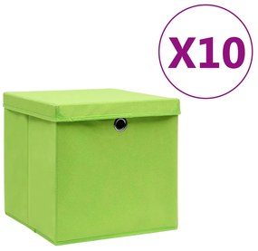 vidaXL Opbergboxen met deksels 10 st 28x28x28 cm groen