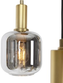 Hanglamp zwart met goud met smoke glas 5-lichts - Zuzanna Modern E27 rond Binnenverlichting Lamp