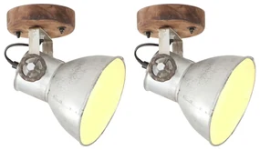 vidaXL Wand-/plafondlampen industrieel 2 st E27 20x25 cm zilverkleurig