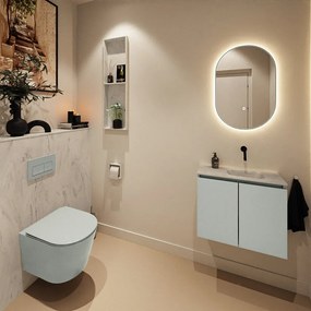 Mondiaz Ture DLux toiletmeubel 60cm greey met wastafel opalo rechts zonder kraangat