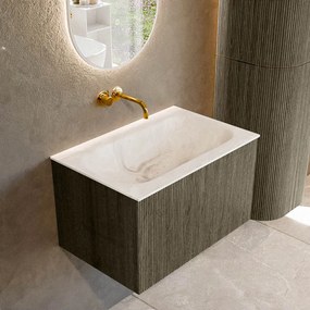 Mondiaz Kurve-dlux 70cm badmeubel shadow met 1 lade en wastafel big small midden zonder kraangat frappe