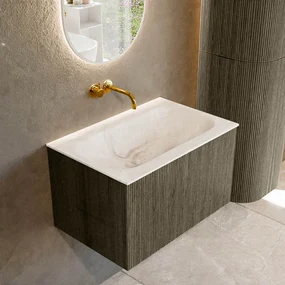 Mondiaz Kurve-dlux 70cm badmeubel shadow met 1 lade en wastafel big small midden zonder kraangat frappe